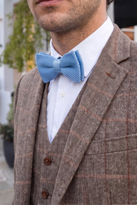 Nœud papillon tricoté bleu clair pour homme