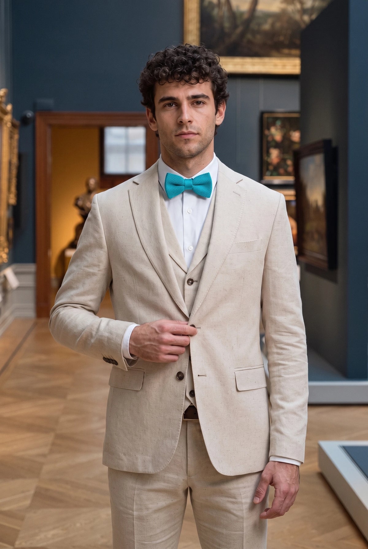 Nœud papillon tricoté bleu clair pour homme