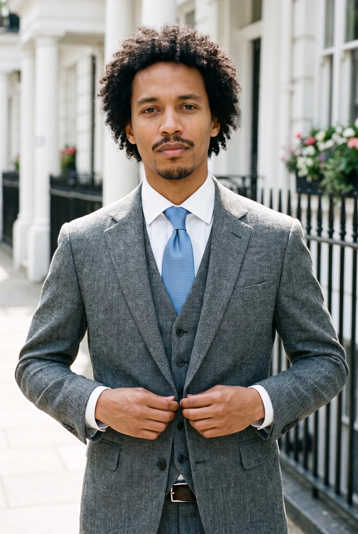 Cravate tissée texturée bleu clair pour homme