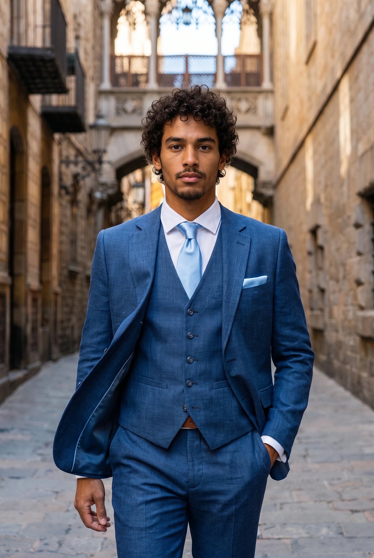 Ensemble de cravate bleu clair pour homme