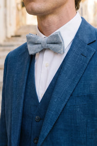 Nœud papillon en tweed bleu clair pour homme