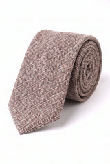 Cravate pour homme en tweed de laine mélangée à chevrons marron clair