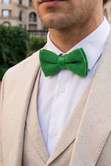 Nœud papillon tricoté vert clair pour homme