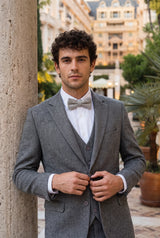 Nœud papillon en tweed gris clair pour homme
