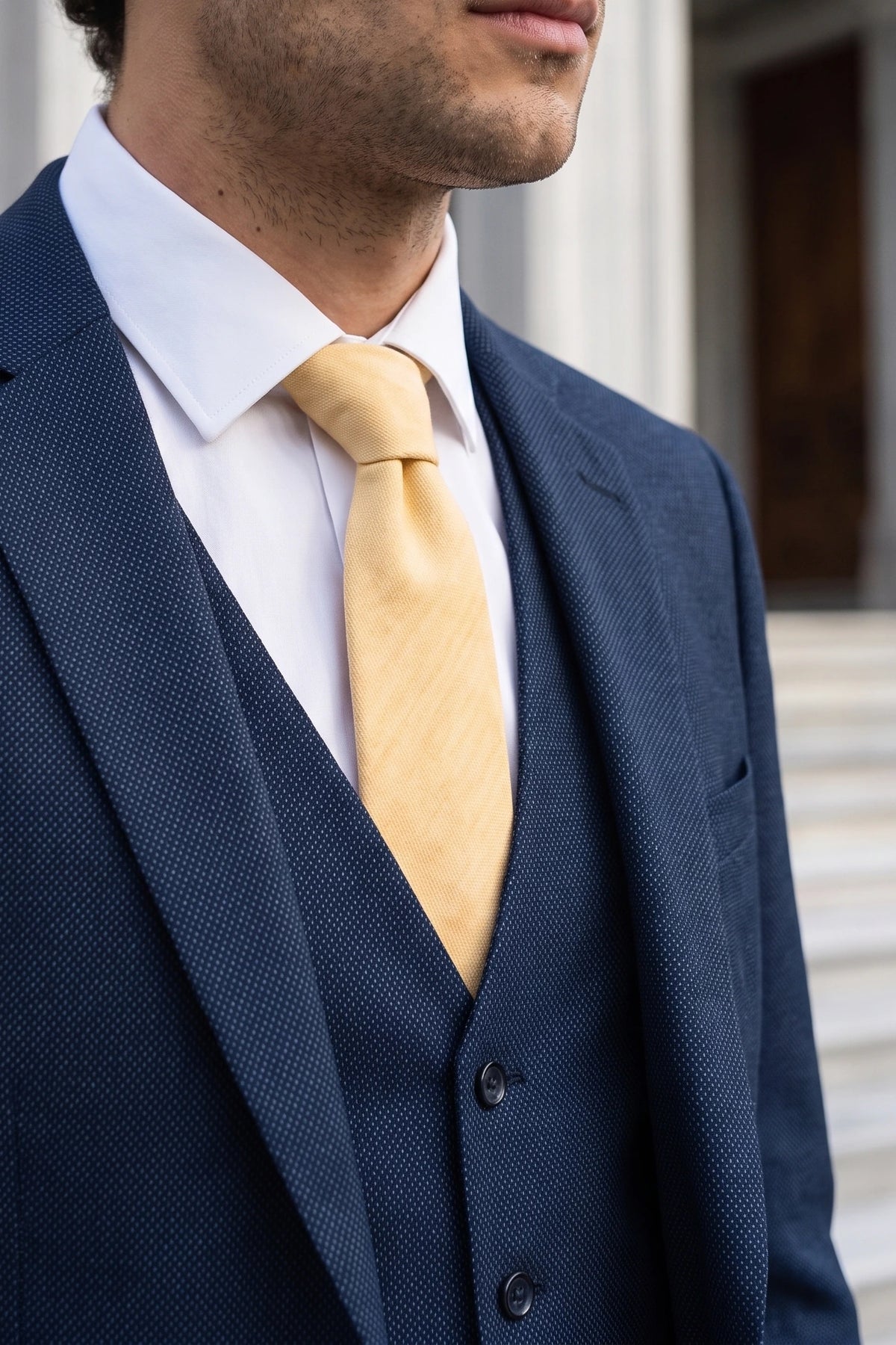 Cravate pour homme en daim jaune clair