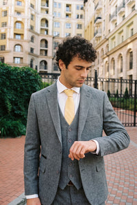Cravate pour homme en daim jaune clair