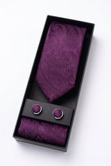 Coffret cadeau cravate lilas à motif cachemire pour homme