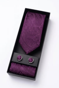 Coffret cadeau cravate lilas à motif cachemire pour homme