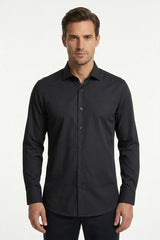 Chemise habillée à manches longues pour homme - Noire
