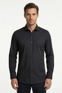 Chemise habillée à manches longues pour homme - Noire