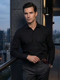 Chemise habillée à manches longues pour homme - Noire