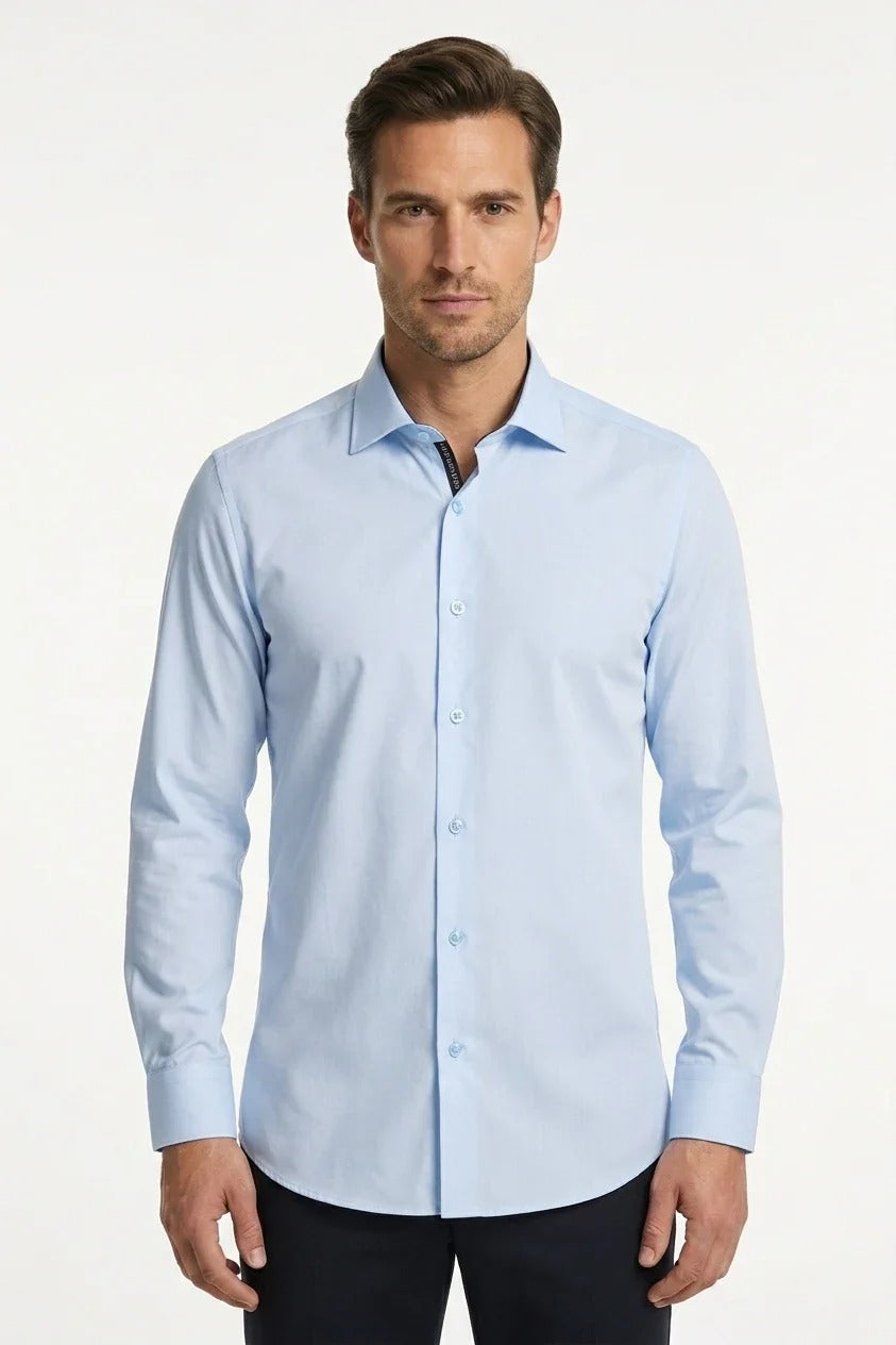 Chemise habillée à manches longues pour homme - Bleue