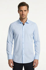 Chemise habillée à manches longues pour homme - Bleue