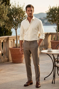 Chemise habillée à manches longues pour homme - Crème