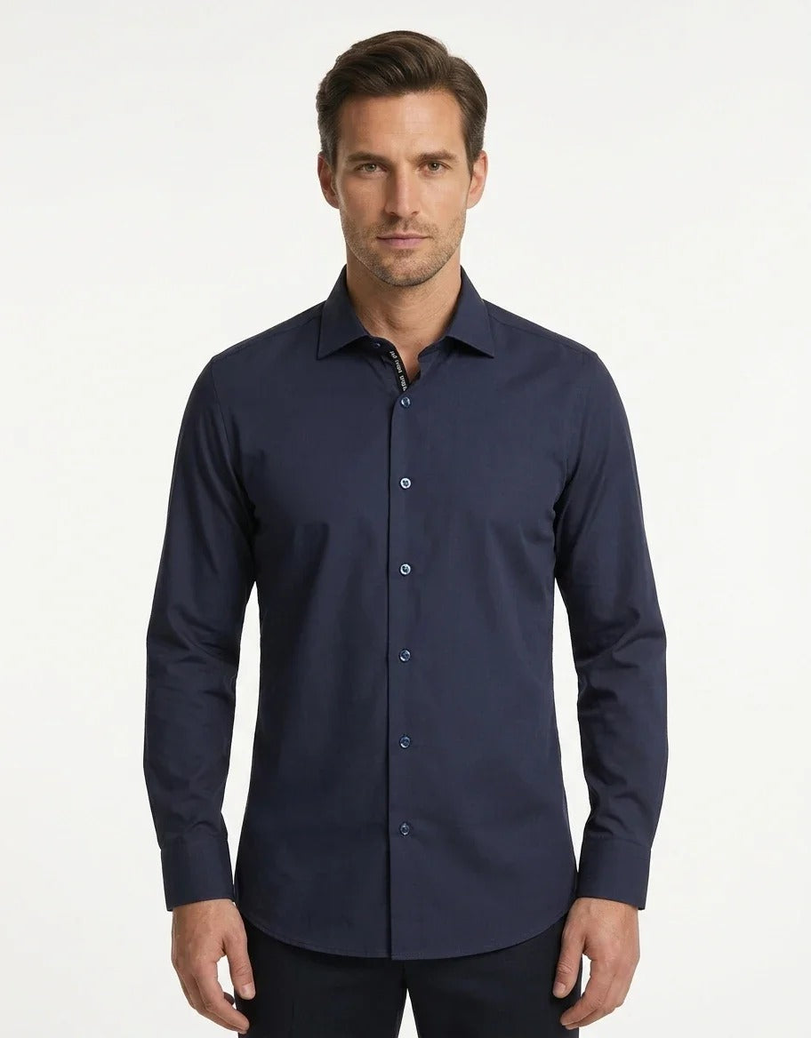 Chemise habillée à manches longues pour homme - Bleu marine