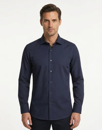 Chemise habillée à manches longues pour homme - Bleu marine
