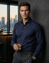 Chemise habillée à manches longues pour homme - Bleu marine