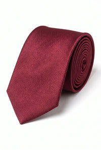 Cravate fine bordeaux pour homme, 6 cm, couleur unie