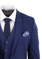 Mens Navy-Blue 3 Piece Wedding Suit