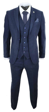 Mens Navy-Blue Peaky Blinders Wool Suit