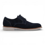 Chaussures Derby pour homme en cuir suédé bleu marine à bout uni