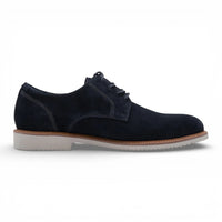 Chaussures Derby pour homme en cuir suédé bleu marine à bout uni