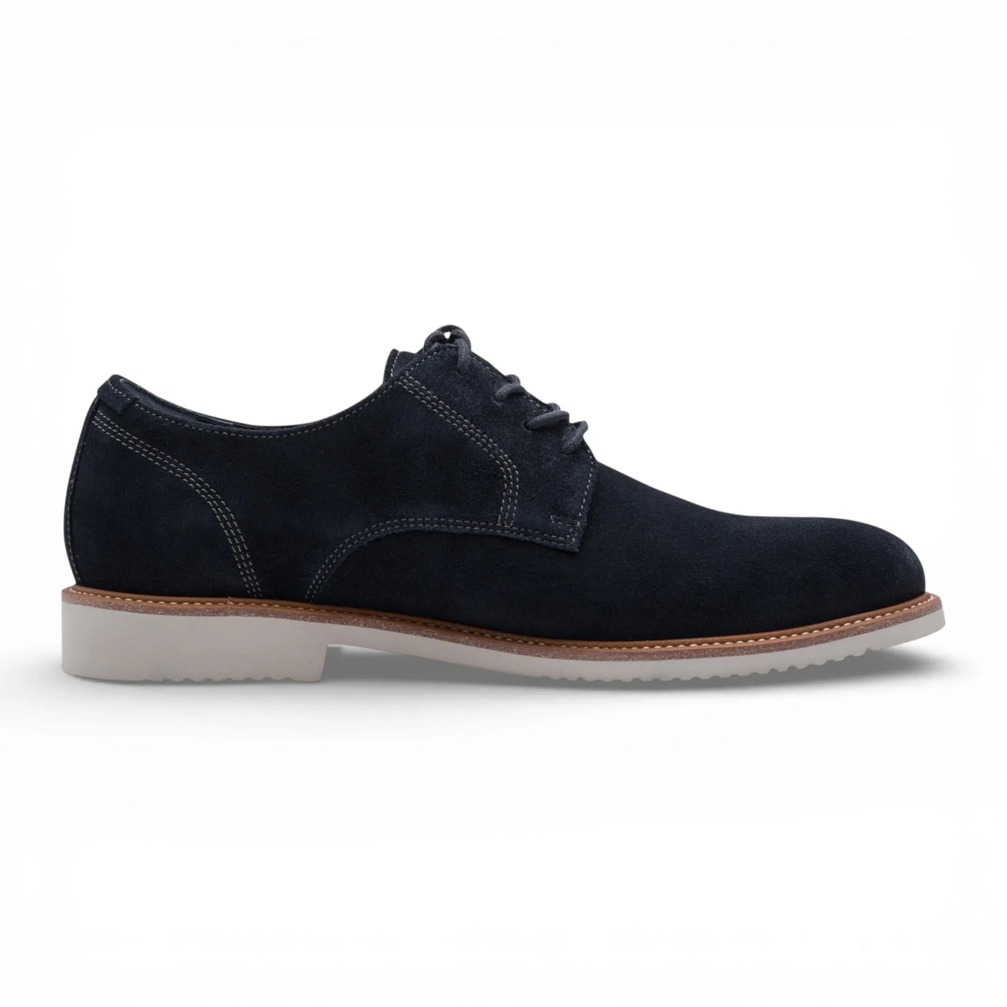 Chaussures Derby pour homme en cuir suédé bleu marine à bout uni