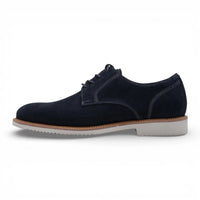Chaussures Derby pour homme en cuir suédé bleu marine à bout uni