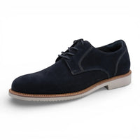 Chaussures Derby pour homme en cuir suédé bleu marine à bout uni