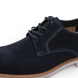 Chaussures Derby pour homme en cuir suédé bleu marine à bout uni