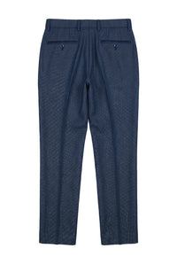 Pantalon Arthur pour homme, motif œil-de-perdrix, bleu marine