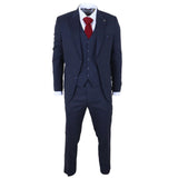 IM54 - Costume trois pièces homme bleu marine à carreaux, coupe ajustée
