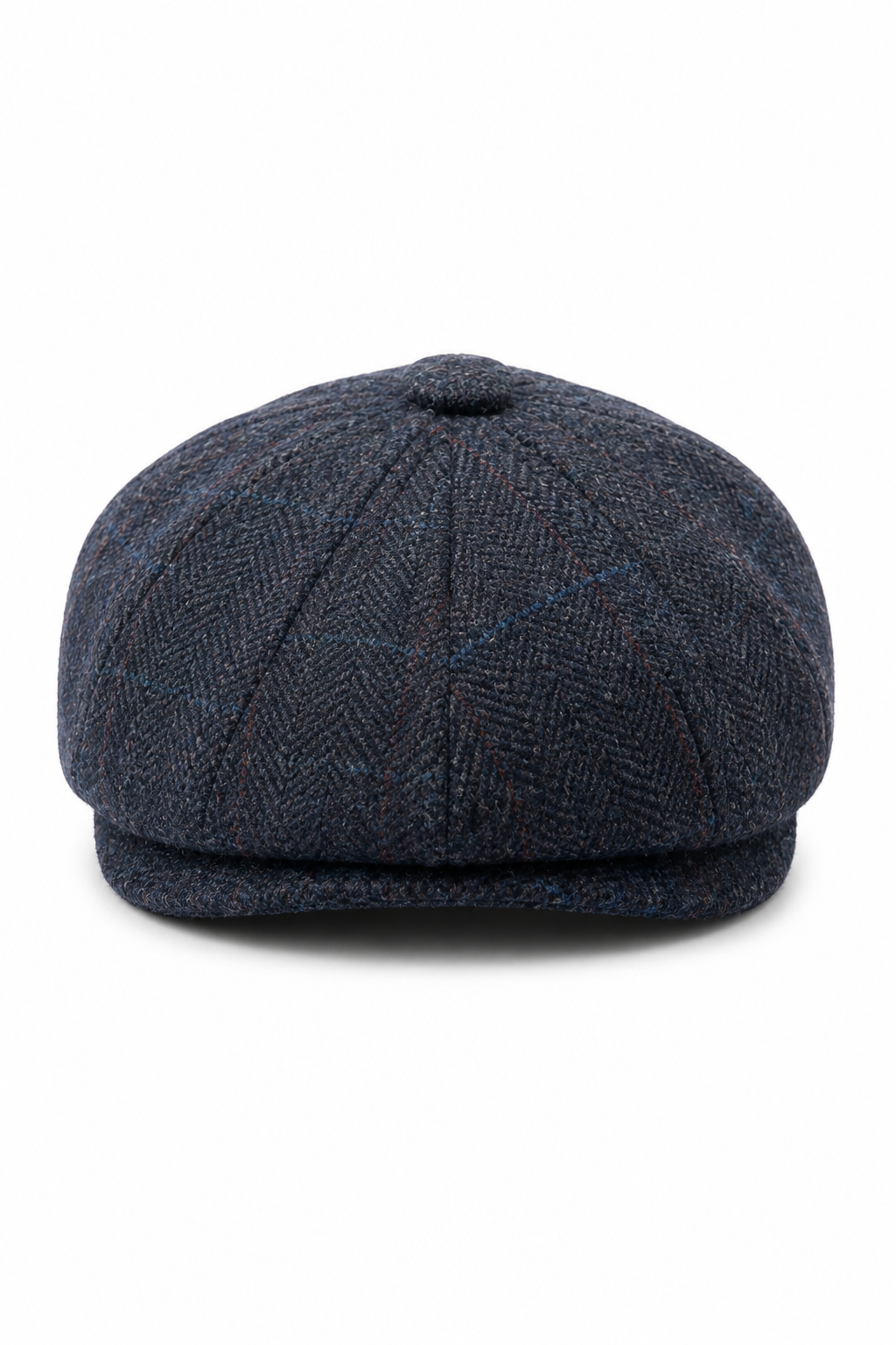 Casquette plate de gavroche en tweed bleu marine mélangé laine pour homme