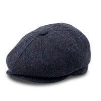 Casquette plate de gavroche en tweed bleu marine mélangé laine pour homme
