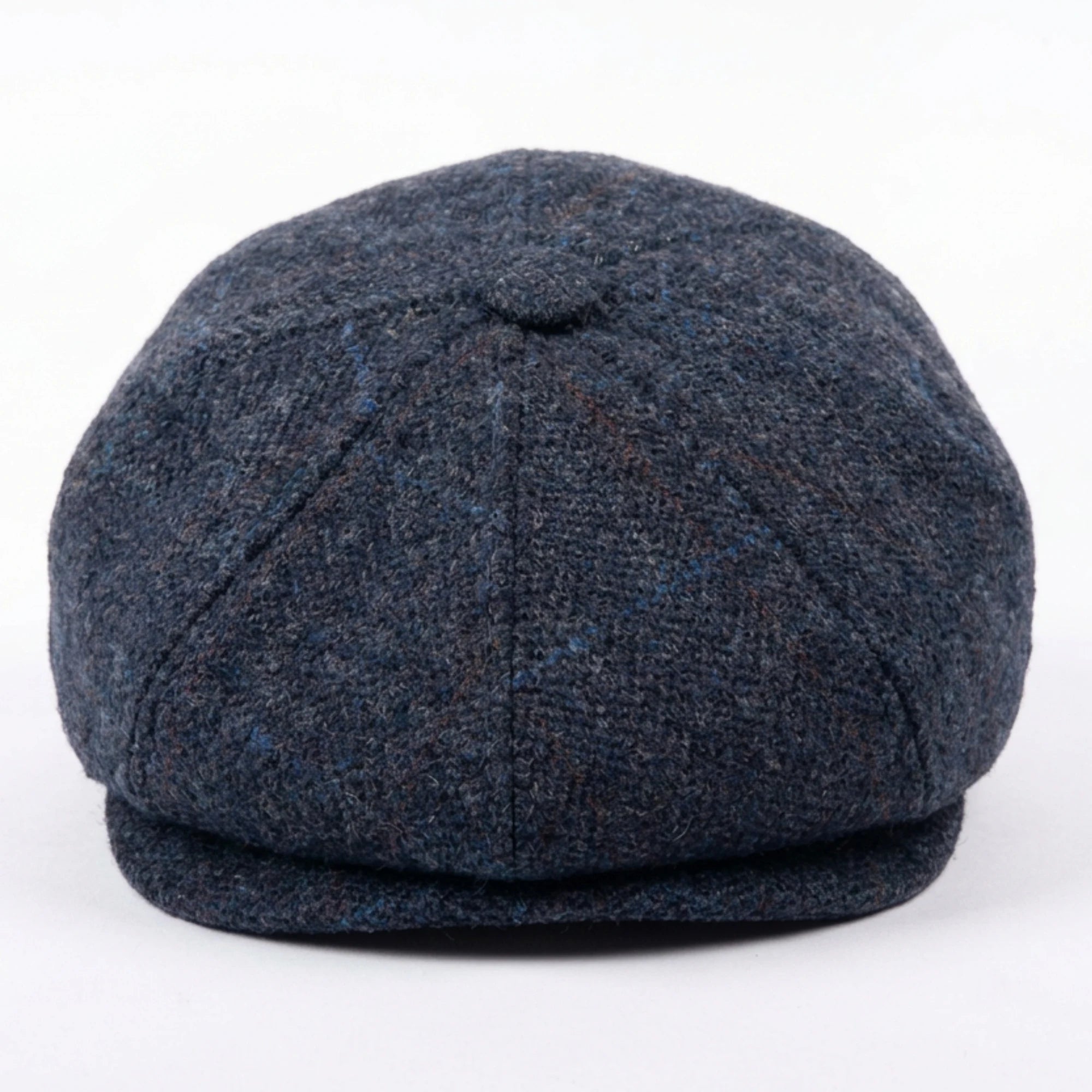 Casquette plate de gavroche en tweed bleu marine mélangé laine pour homme