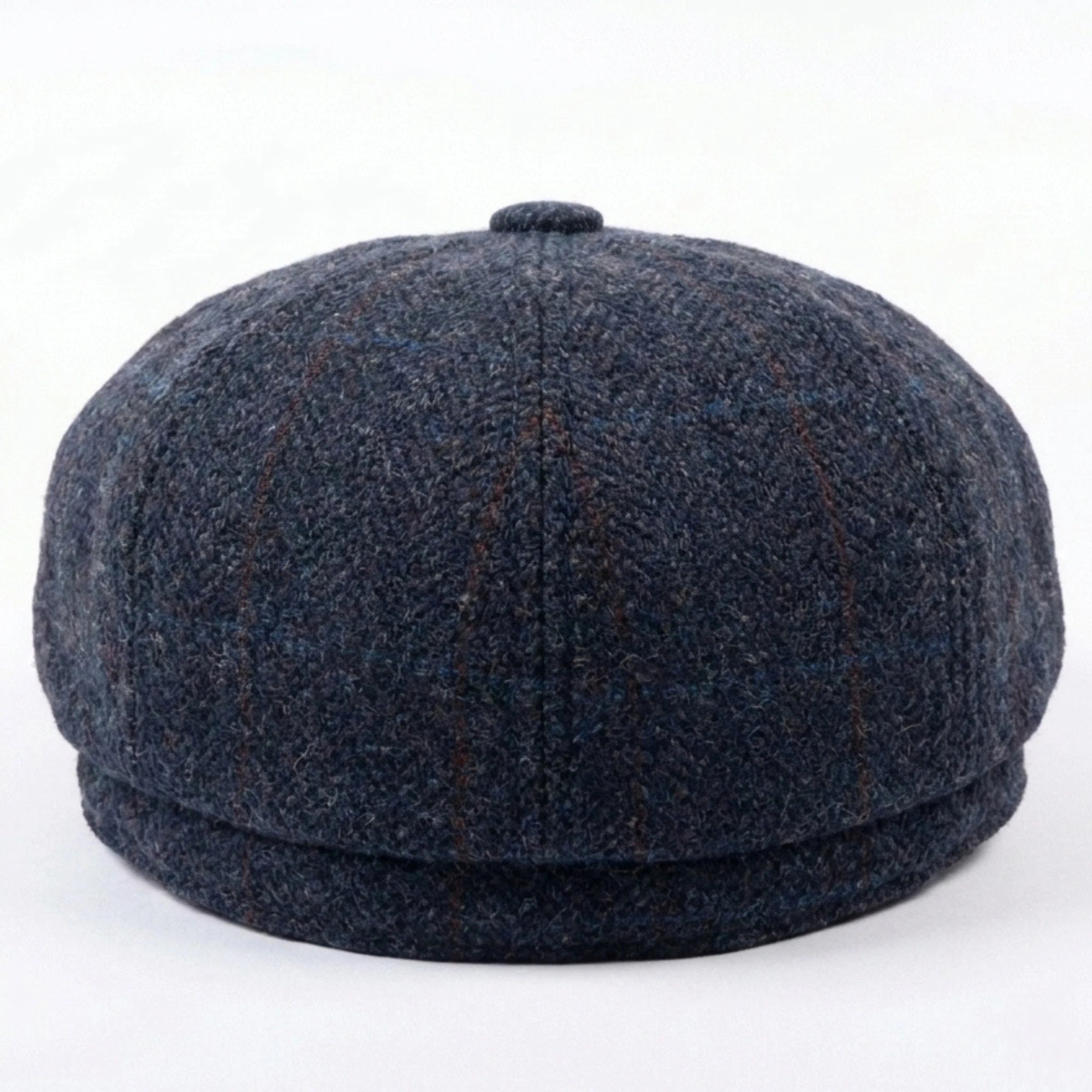 Casquette plate de gavroche en tweed bleu marine mélangé laine pour homme