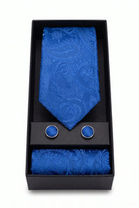 Coffret cadeau cravate bleu marine à motif cachemire pour homme