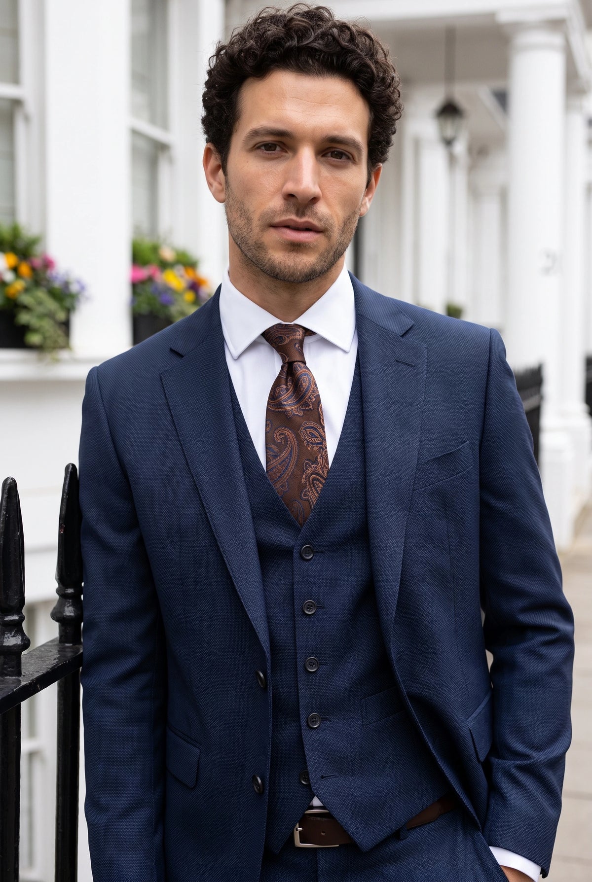 Cravate homme bleu marine à motif cachemire