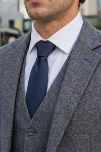 Cravate slim bleu marine pour homme, 6 cm, couleur unie