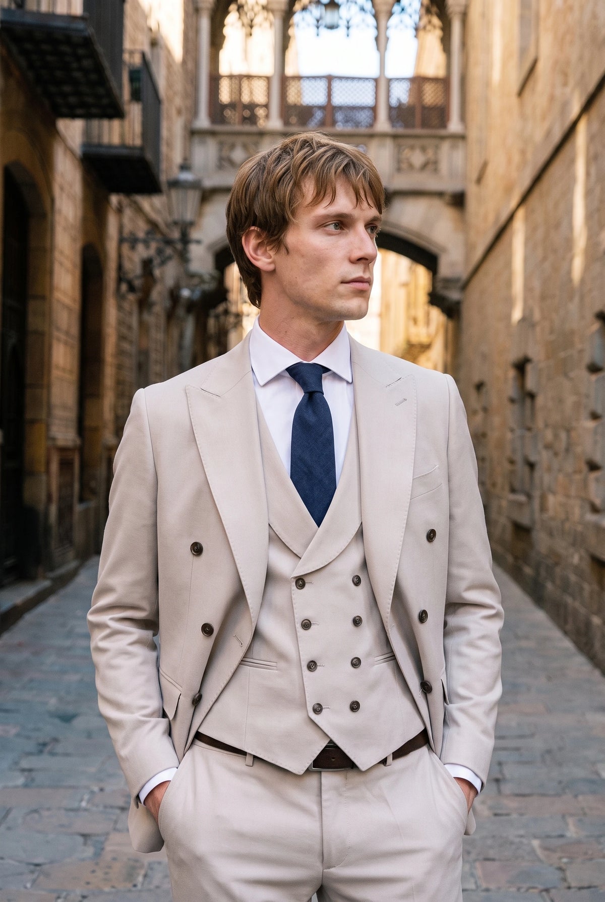 Cravate pour homme en daim bleu marine