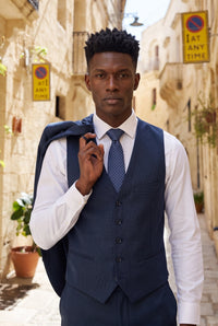 Cravate tissée texturée bleu marine pour homme