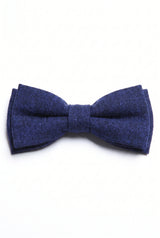 Nœud papillon pour homme en tweed bleu marine et laine mélangée