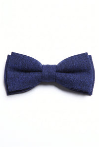 Nœud papillon pour homme en tweed bleu marine et laine mélangée