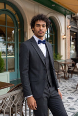 Nœud papillon pour homme en tweed bleu marine et laine mélangée