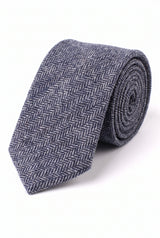 Cravate en tweed de laine mélangée bleu marine pour homme