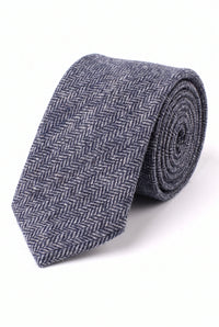 Cravate en tweed de laine mélangée bleu marine pour homme