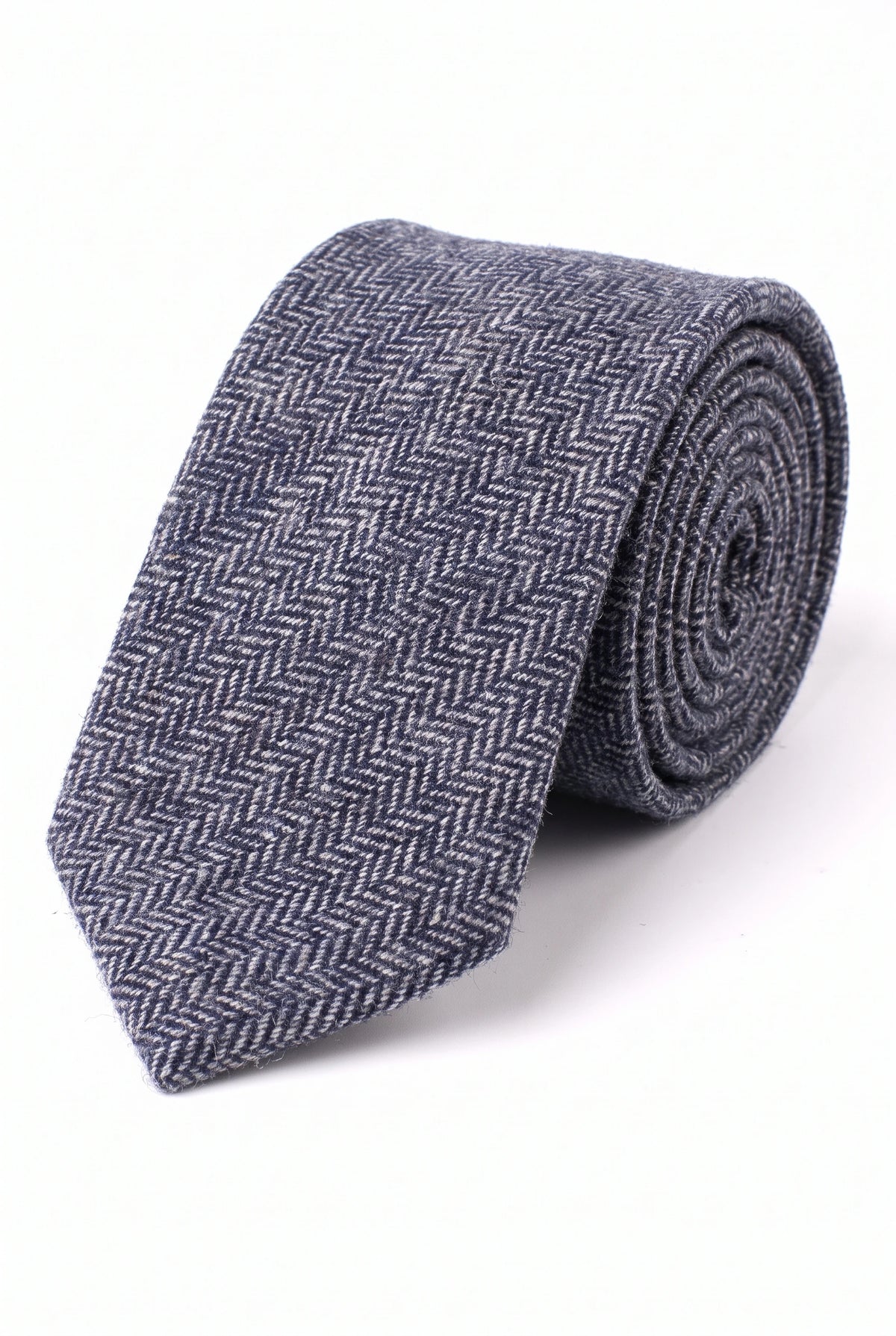Cravate en tweed de laine mélangée bleu marine pour homme