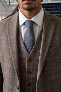Cravate en tweed de laine mélangée bleu marine pour homme