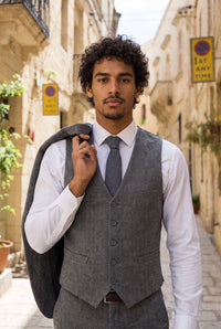 Cravate en tweed de laine mélangée bleu marine pour homme