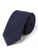 Cravate en tweed de laine mélangée bleu marine pour homme